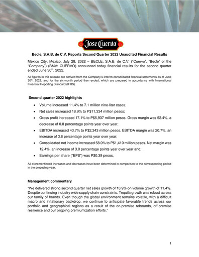 Thumbnail Becle Quarterly Report 2022-q2