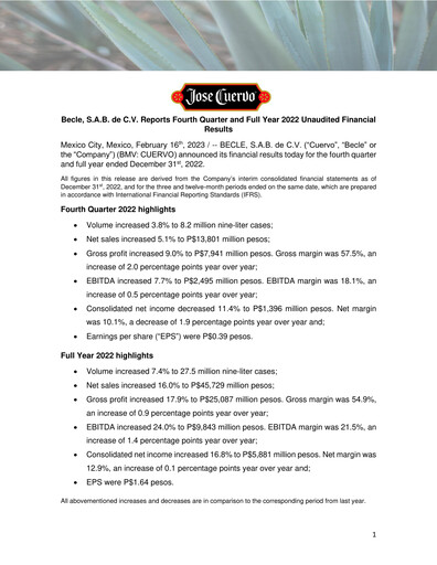 Thumbnail Becle Quarterly Report 2022-q4