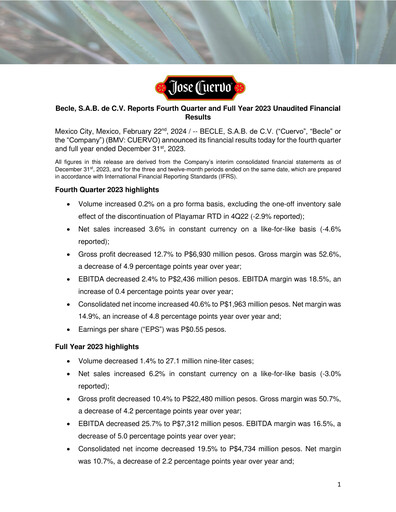 Thumbnail Becle Quarterly Report 2023-q4