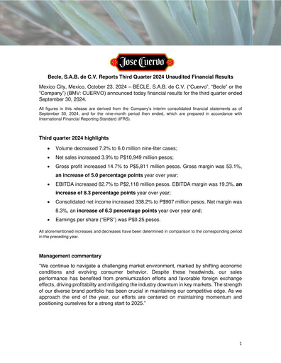 Thumbnail Becle Quarterly Report 2024-q3