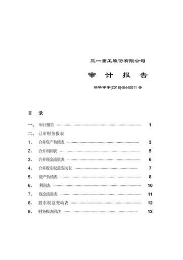 Thumbnail Sany Heavy Industry Financial Statement 2015