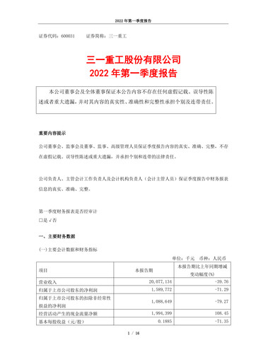 Thumbnail Sany Heavy Industry Quarterly Report 2022-q1