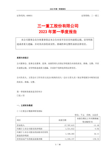 Thumbnail Sany Heavy Industry Quarterly Report 2023-q1