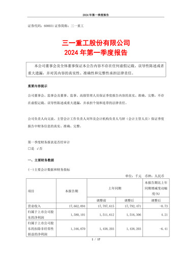 Thumbnail Sany Heavy Industry Quarterly Report 2024-q1