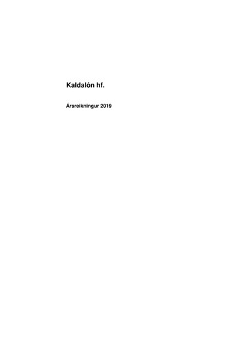 Thumbnail Kaldalón Annual Report 2019
