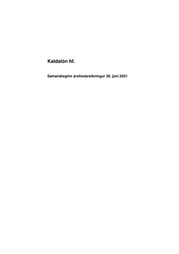 Thumbnail Kaldalón Half-year Report 2021-h1