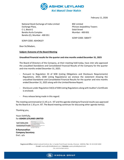 Thumbnail Ashok Leyland
 Quarterly Report 2026-q3