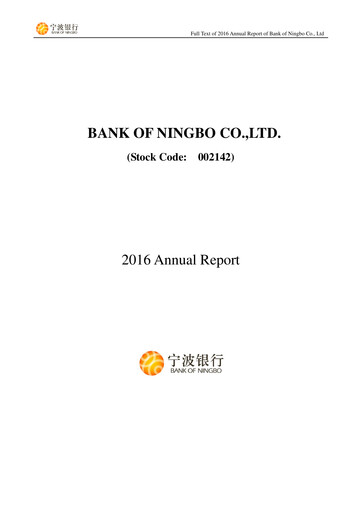 Thumbnail Bank of Ningbo
 Annual Report 2016