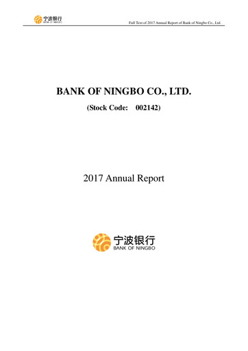 Thumbnail Bank of Ningbo
 Annual Report 2017