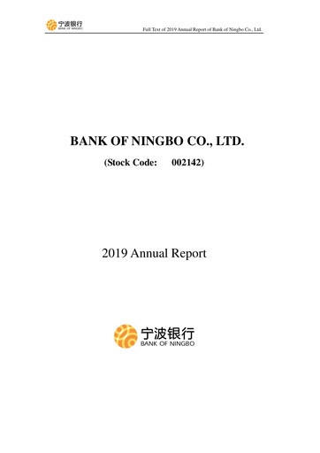 Thumbnail Bank of Ningbo
 Annual Report 2019