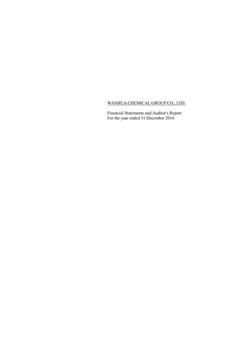 Thumbnail Wanhua Chemical Annual Report 2016