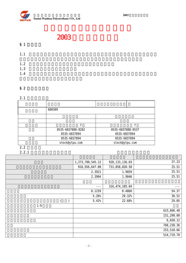 Thumbnail Wanhua Chemical Quarterly Report 2003-q3