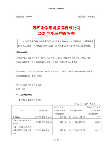 Thumbnail Wanhua Chemical Quarterly Report 2021-q3