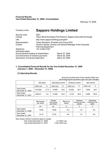 Thumbnail Sapporo Financial Statement 2008