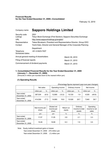 Thumbnail Sapporo Financial Statement 2009