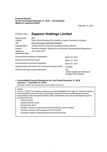 Thumbnail Sapporo Financial Statement 2016