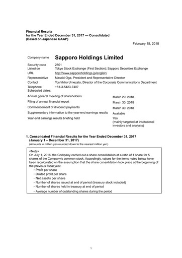 Thumbnail Sapporo Financial Statement 2017