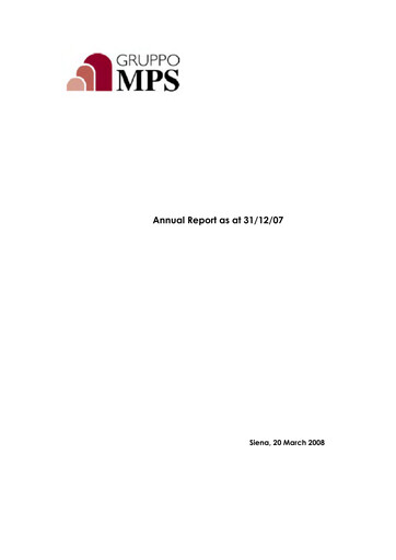 Miniature Banca Monte dei Paschi di Siena Rapport annuel 2007