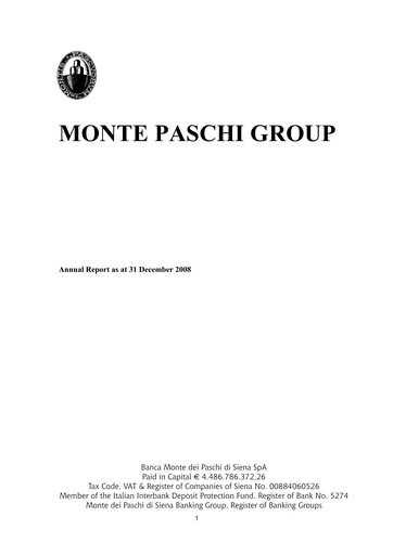 Miniature Banca Monte dei Paschi di Siena Rapport annuel 2008