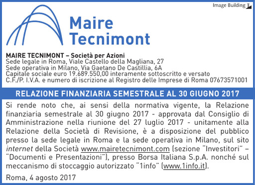 Thumbnail Maire Tecnimont Half-year Report 2017-h1