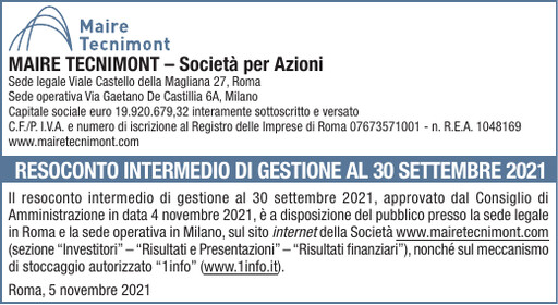 Thumbnail Maire Tecnimont Quarterly Report 2021-q3