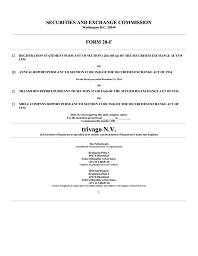 Thumbnail trivago Annual Report 2016