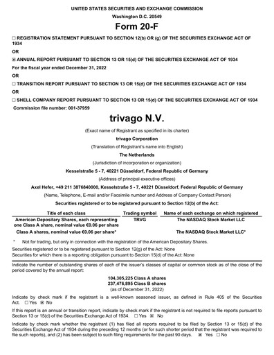 Thumbnail trivago Annual Report 2022