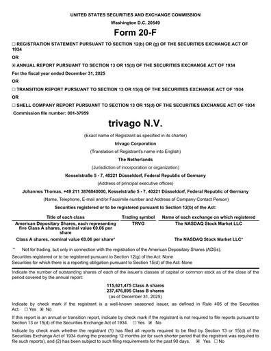 Thumbnail trivago Annual Report 2025