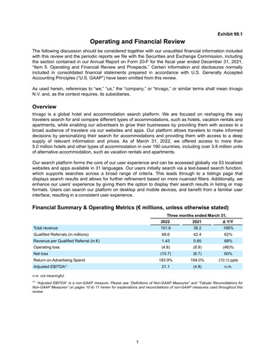 Thumbnail trivago Quarterly Report 2022-q1