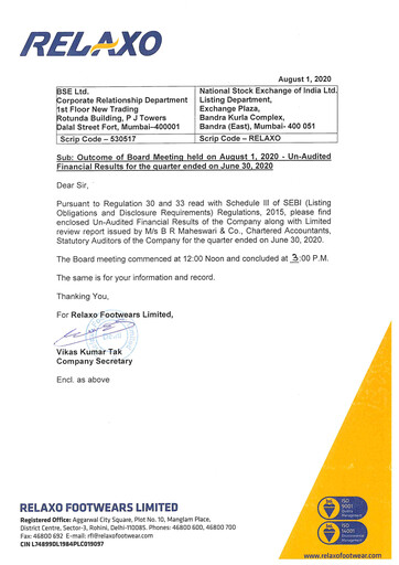 Thumbnail Relaxo Footwear Quarterly Report 2020-q1