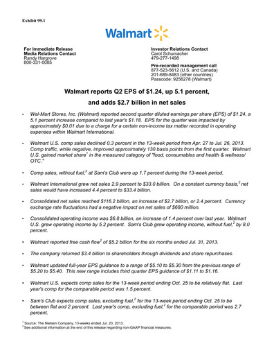 Thumbnail Walmart Quarterly Report 2014-q2