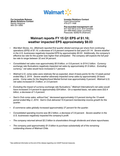 Thumbnail Walmart Quarterly Report 2015-q1