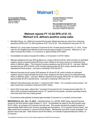 Thumbnail Walmart Quarterly Report 2015-q3