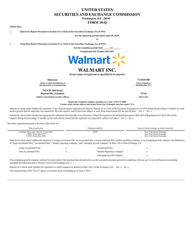 Thumbnail Walmart Quarterly Report 2019-q1
