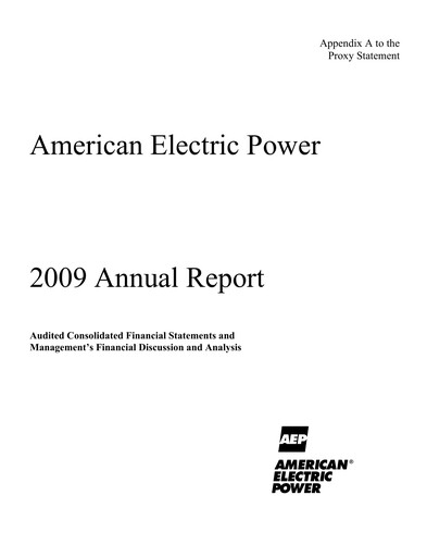 Thumbnail American Electric Power Annual Report 2009