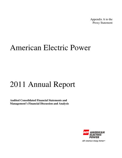 Thumbnail American Electric Power Annual Report 2011