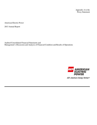 Thumbnail American Electric Power Annual Report 2013