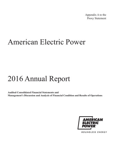 Thumbnail American Electric Power Annual Report 2016