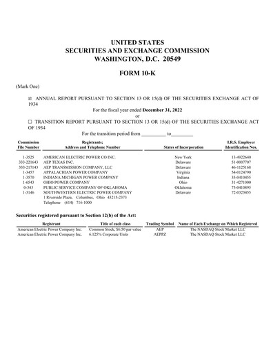 Thumbnail American Electric Power Financial Report 2022