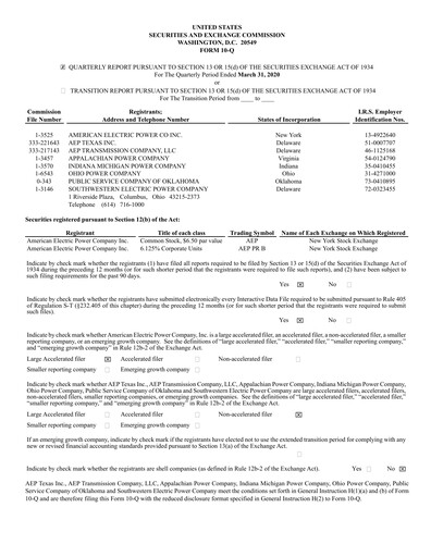 Miniature American Electric Power Rapport trimestriel 2020-q1