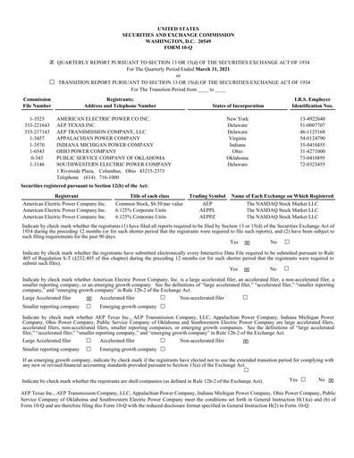 Miniature American Electric Power Rapport trimestriel 2021-q1