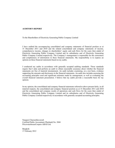 Thumbnail Electricity Generating Public Company Financial Statement 2011