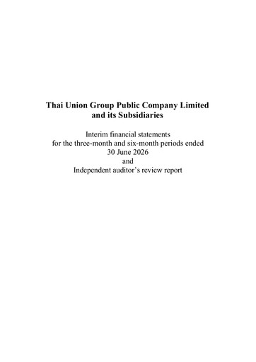Thumbnail Thai Union Group Financial Statement 2026-h1