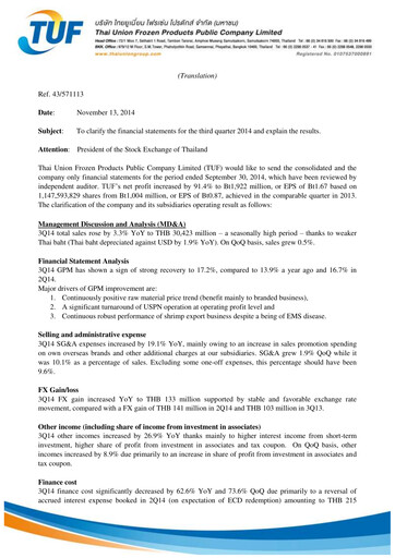 Thumbnail Thai Union Group Quarterly Report 2014-q3