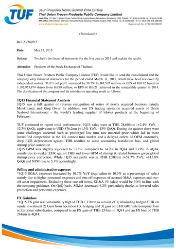 Thumbnail Thai Union Group Quarterly Report 2015-q1