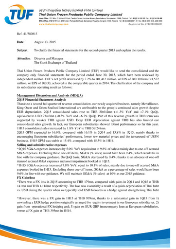 Thumbnail Thai Union Group Quarterly Report 2015-q2