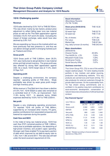 Thumbnail Thai Union Group Quarterly Report 2018-q1