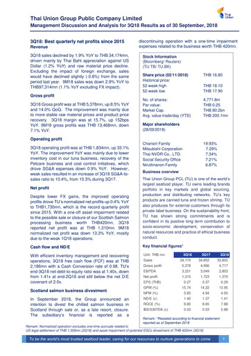 Thumbnail Thai Union Group Quarterly Report 2018-q3