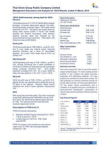 Thumbnail Thai Union Group Quarterly Report 2019-q1
