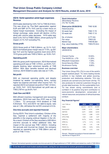 Thumbnail Thai Union Group Quarterly Report 2019-q2